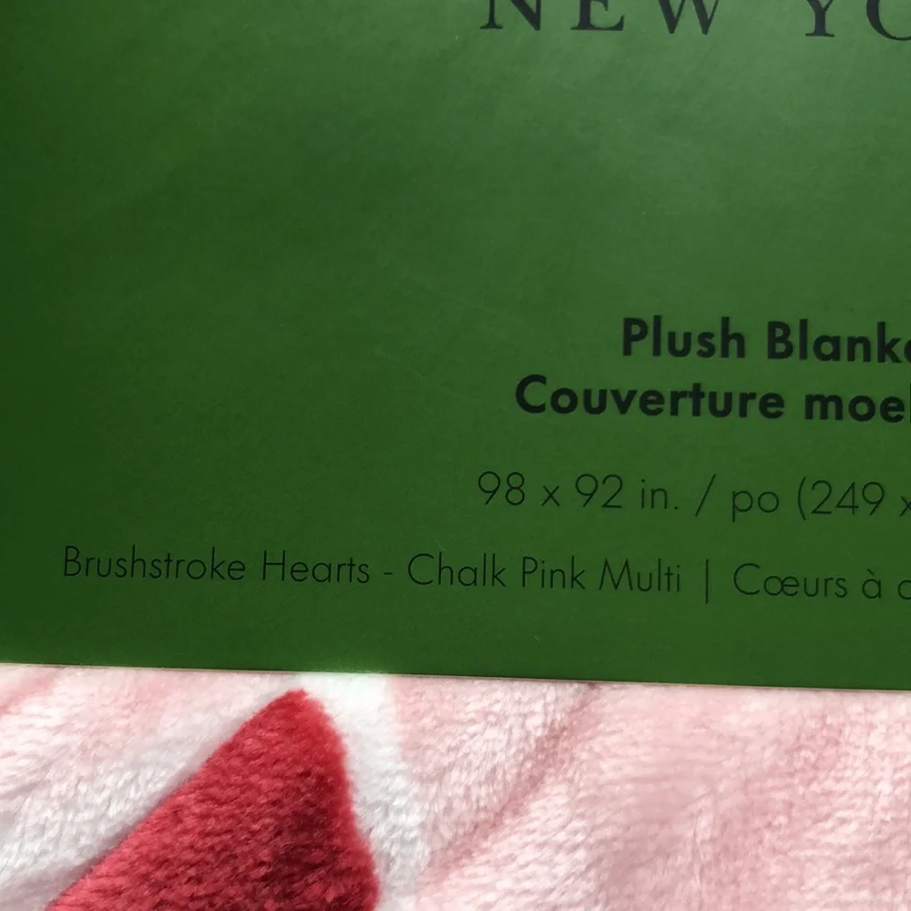 Kate Spade Brushstroke Hearts QUEEN Plush Blanket